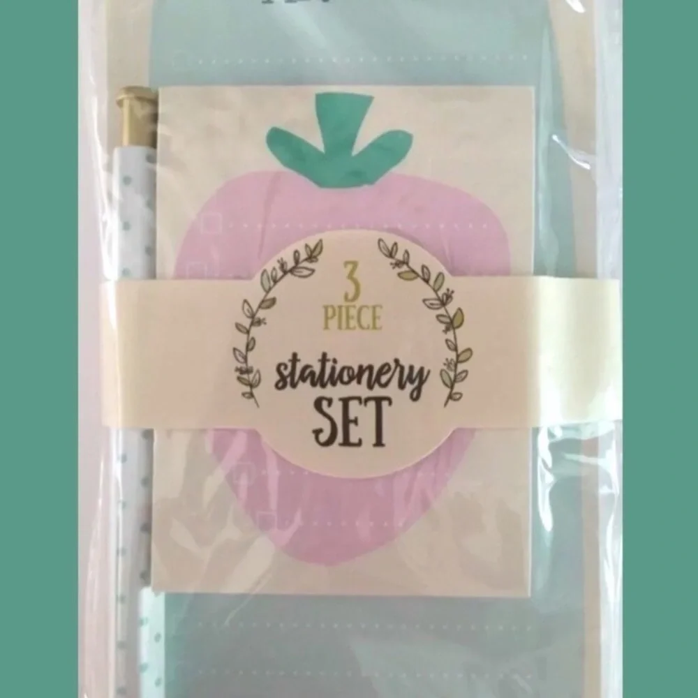 Stationery Set List Pad Sticky Notes Pen Market Strawberry Kitchen To Do List